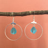 AQUA SEA GLASS HOOP EARRINGS