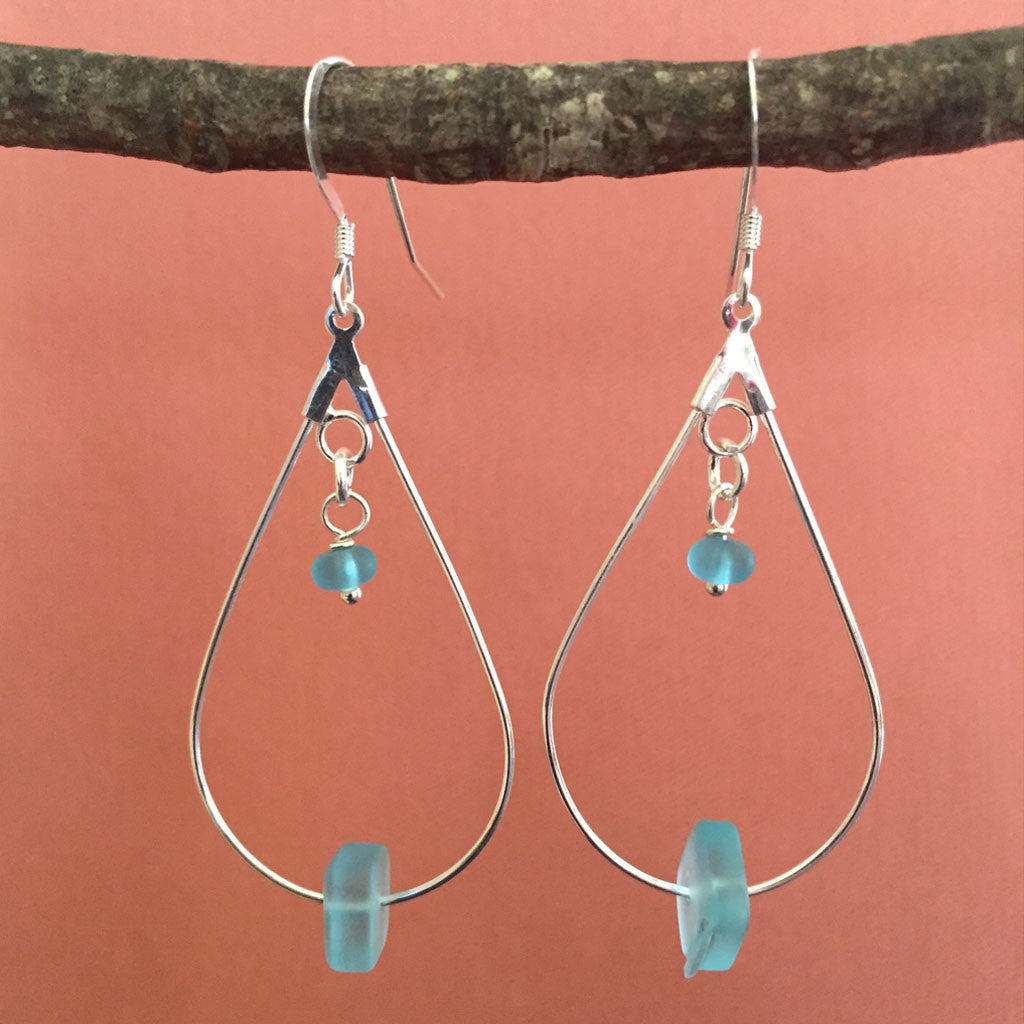 ARIA AQUA SEA GLASS EARRINGS