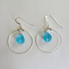AQUA SEA GLASS HOOP EARRINGS