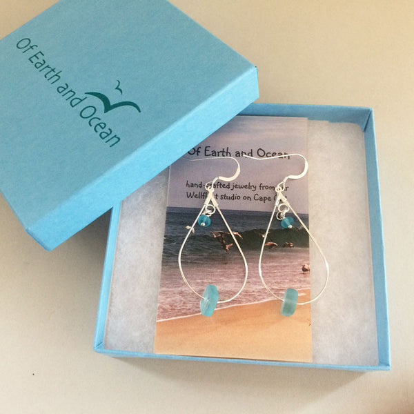 Sea Life Sea Glass Earrings Aqua
