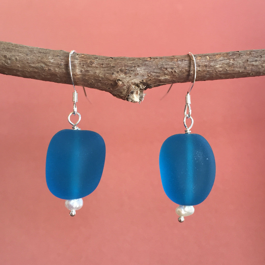 DEEP-SEA SEA GLASS EARRINGS