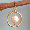 GOLDTONE OCEAN WAVES PEARL EARRINGS