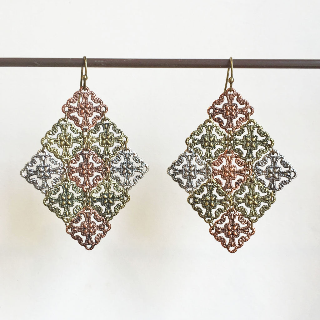 TRICOLOR MESH EARRINGS - BOGO ITEM!