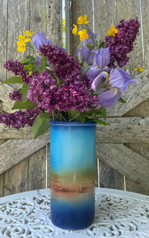 Handmade Ocean Blue Pottery Vase – Wedding Gift for Couples – Cape Cod Ceramic