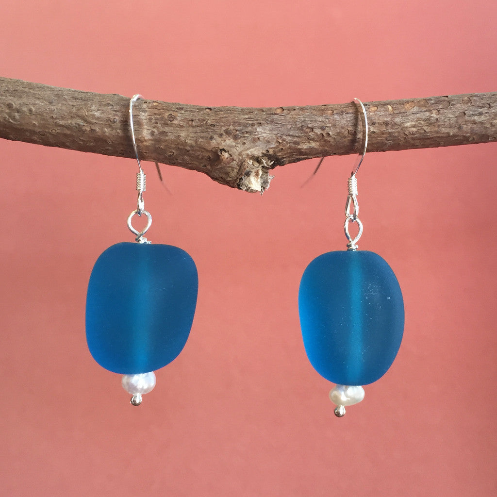 Large Blue Seaham Sea Glass Multi Earrings – Sea Dreams Jewellery